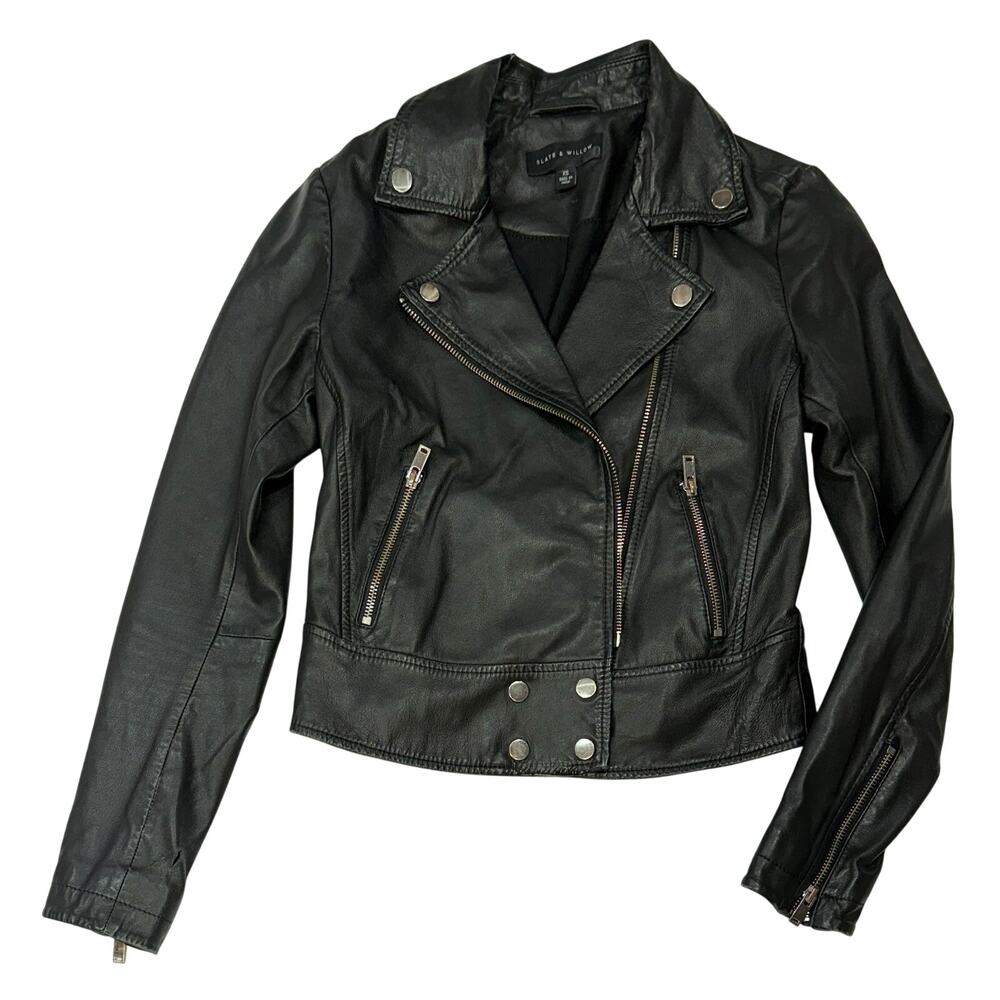 Slate and Willow black faux leather moto jacket size XS